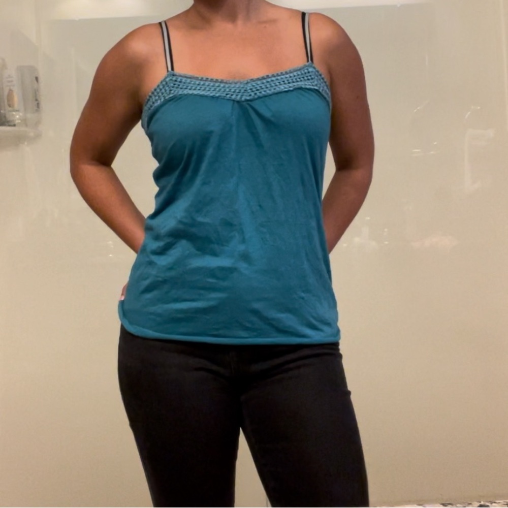 Blue Tank Top with Embroidery